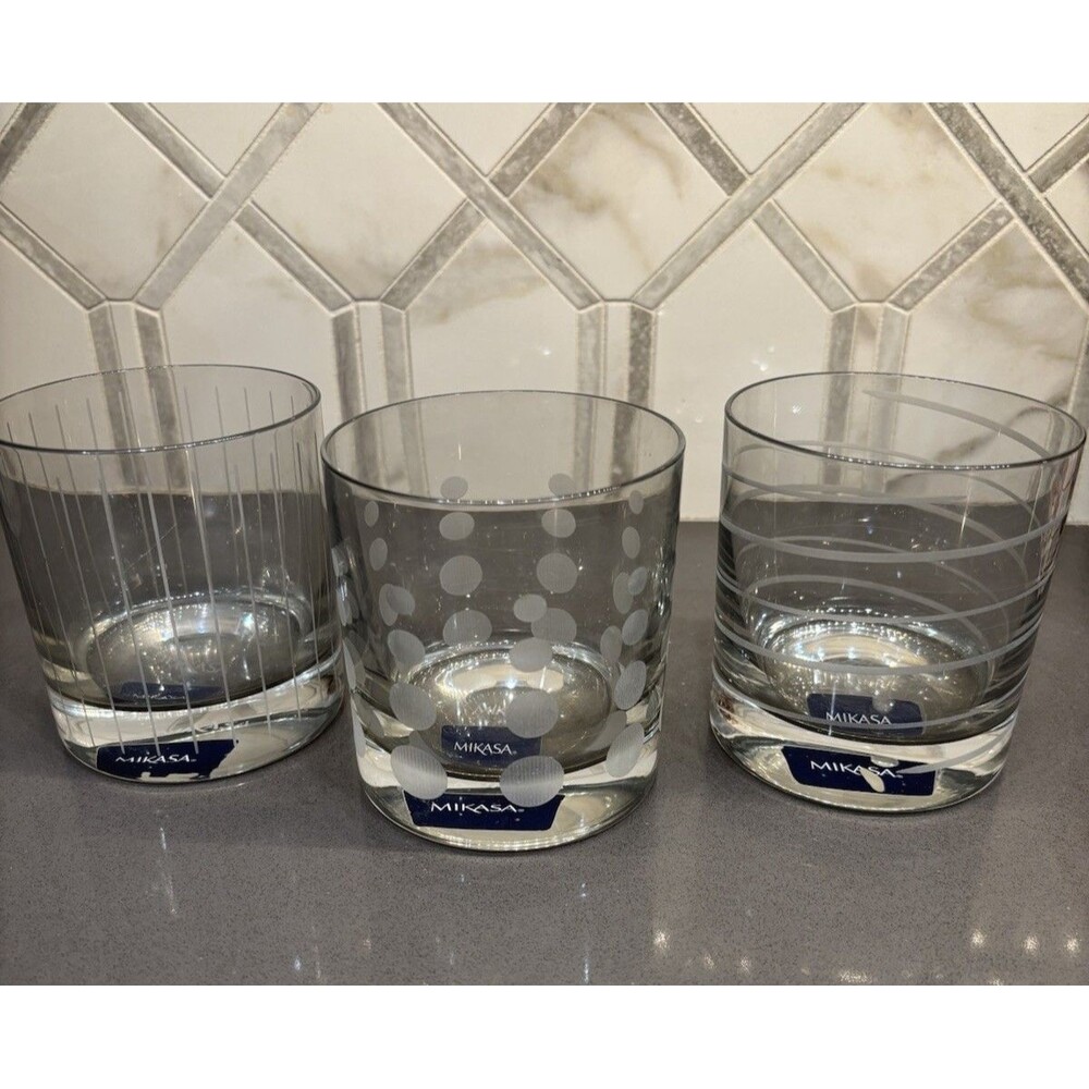 MIKASA Cheers Double Old Fashion Drinking Clear Glasses 12.75 Ounce Set Of 3